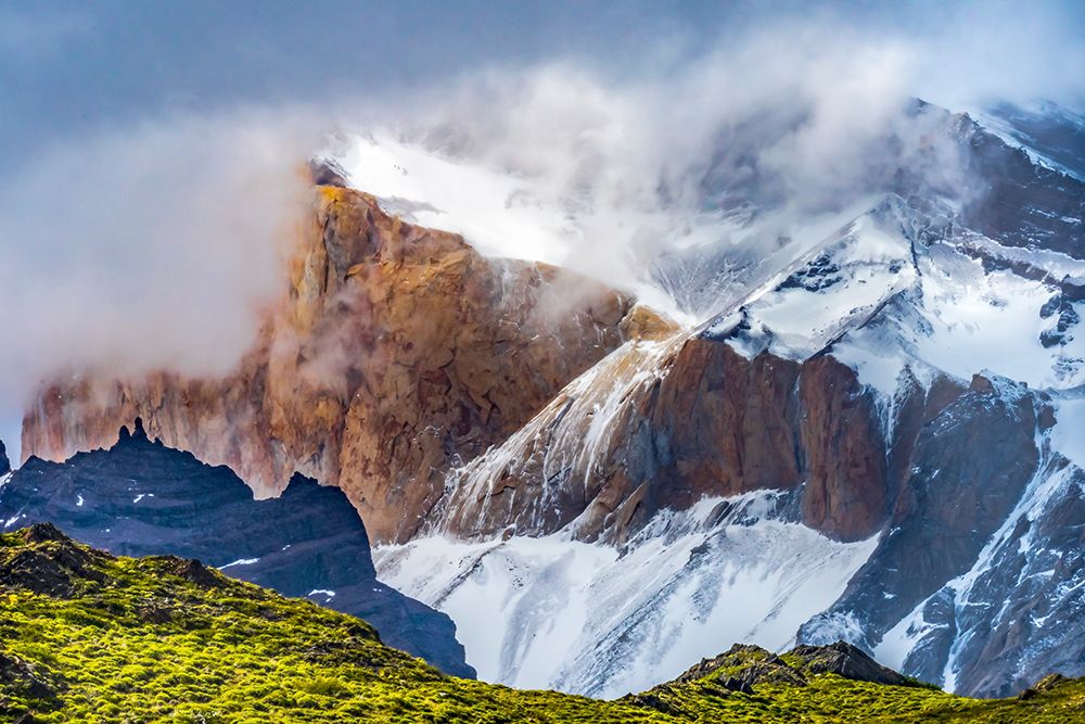 Brown granite-Paine Horns three granite peaks-Cuernos-Torres del Paine National Park-Patagonia-Chil